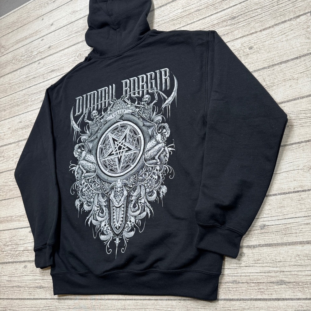 Dimmu Borgir Hoodie Men's XL Black Fleece Lined Pullover Sweatshirt Heavy Metal